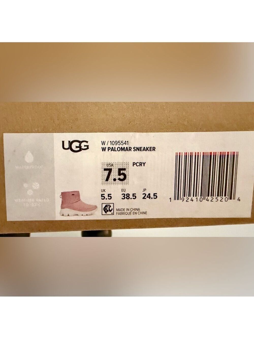 NEW IN BOX – UGG Palomar Sneaker Pink Crystal • Women’s 7.5 - Picture 8 of 13